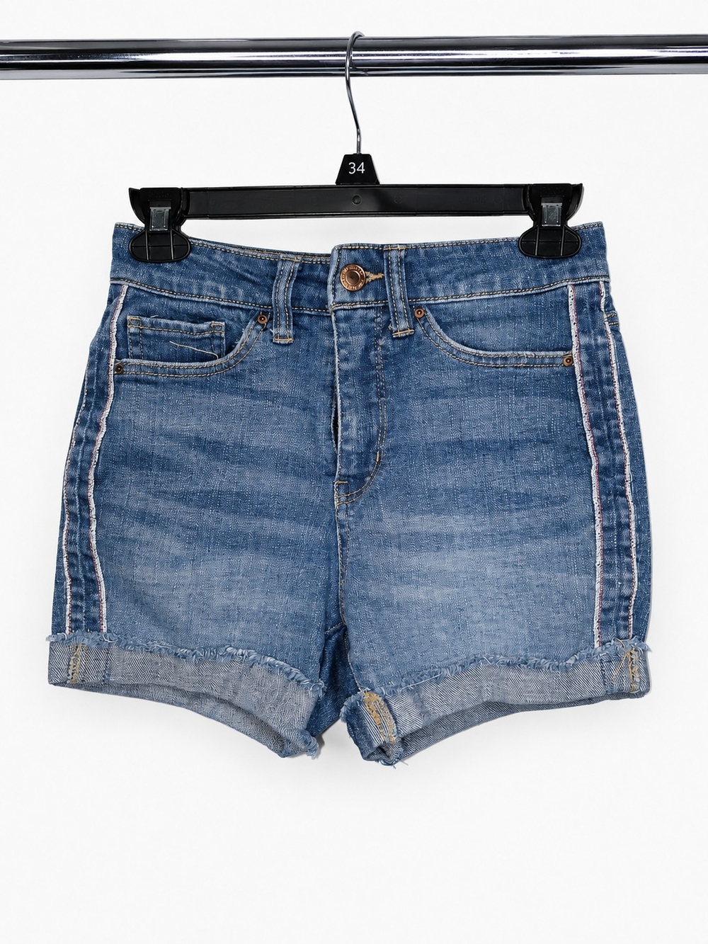 Time and Tru Medium Blue Denim Shorts with Side Stripe